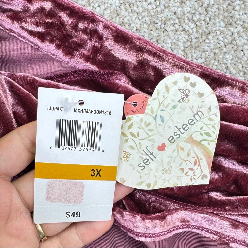 NEW Self Esteem Velvet Cold Shoulder Top Rose Gold Pink Womens size 3X - Picture 10 of 14